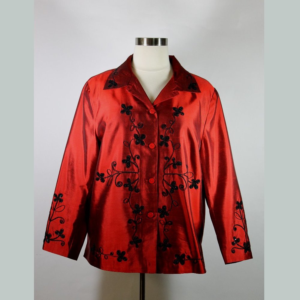 Ann Carson Silk Sequin/Embroidered Jacket
